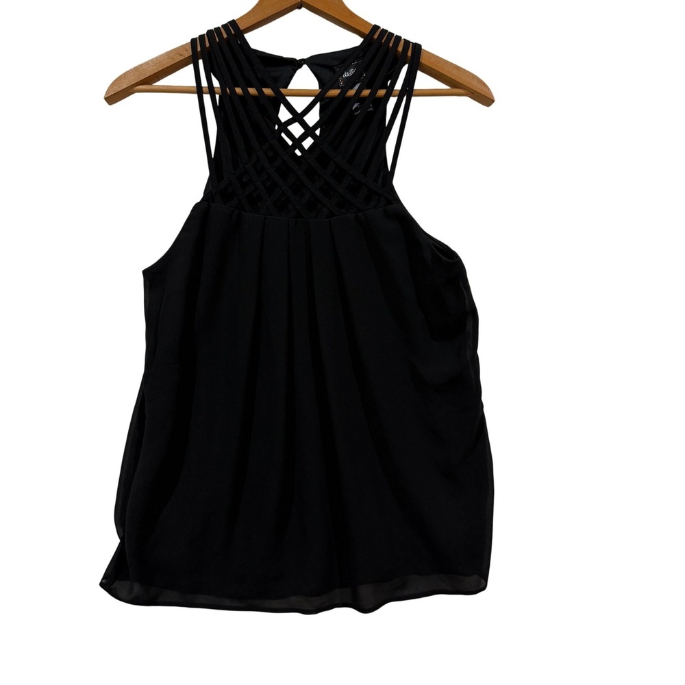 Daytrip Women Black Lattice Cage Neck Sleeveless Blouse Top Medium 72333IB-G40β